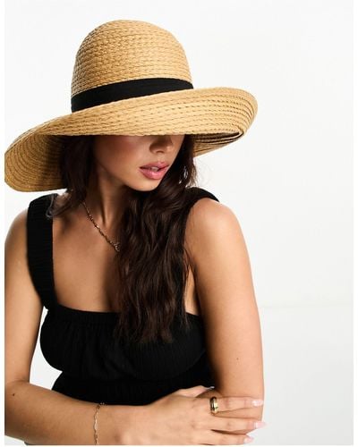 New Look Oversized Floppy Hat With Black Ribbon