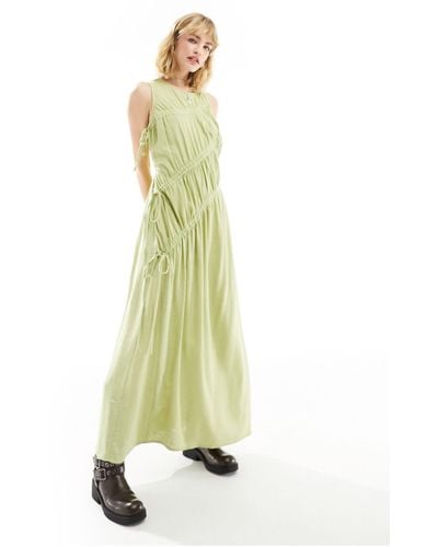 ASOS Ruched Sleeveless Maxi Dress - Metallic