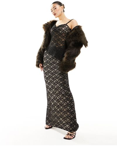 Fashionkilla Lace Overlay Maxi Skirt Co-ord - Black