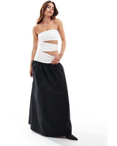 4th & Reckless Bandeau Cut Out Dropped Waist Maxi Dress - White