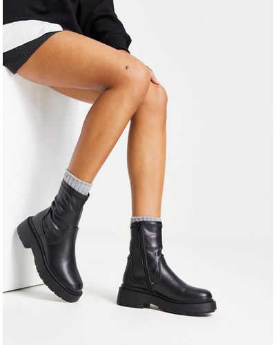 New Look Chunky High Ankle Sock Boots - Blue