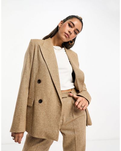 & Other Stories Co-ord Double Breasted Tweed Blazer - Natural