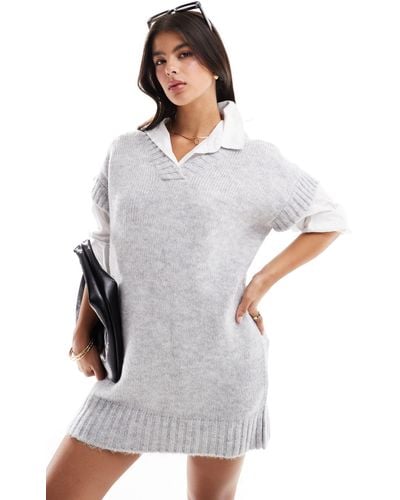 Miss Selfridge Knitted Vest Mini Dress - Grey