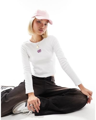 Santa Cruz Fitted Long Sleeve Top With Embroidered Logo - White