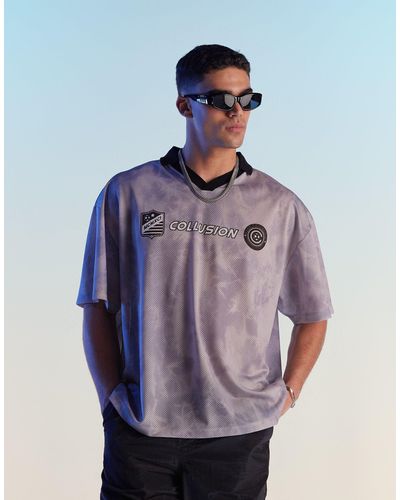 Collusion Unisex – fußball-t-shirt mit muster und skater-schnitt - Lila