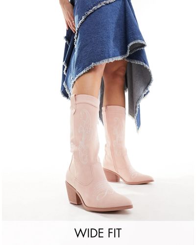 Glamorous Stivali al ginocchio stile western micro - Blu