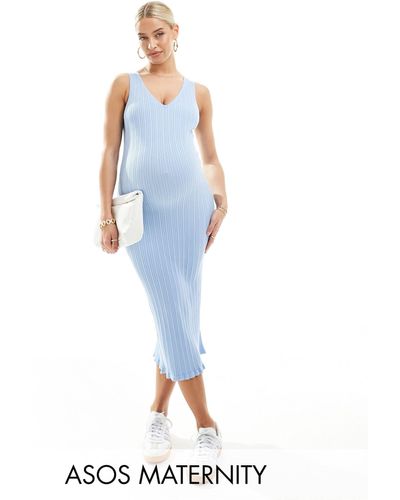 ASOS Asos design maternity – wadenlanges kleid - Blau