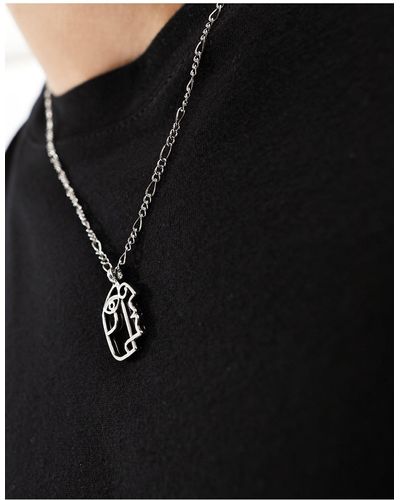 Icon Brand Profile Pendant Necklace - Black