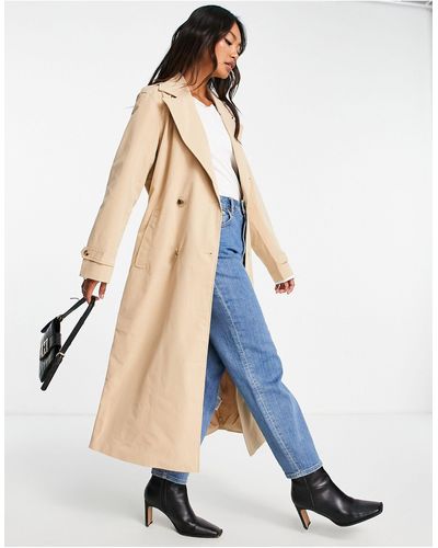 Vila Belted Double Breasted Trench Coat - White