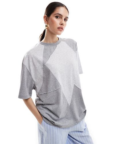 ASOS – patchwork-t-shirt - Grau