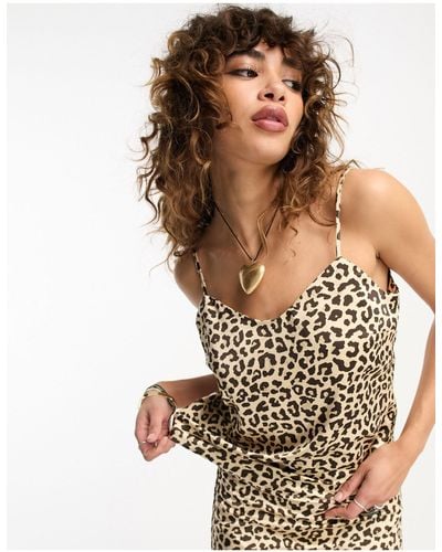 ONLY – camisole-top aus satin mit leopardenmuster, kombiteil - Mehrfarbig