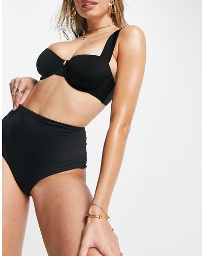 ASOS Mix and match - slip bikini neri a vita alta - Nero