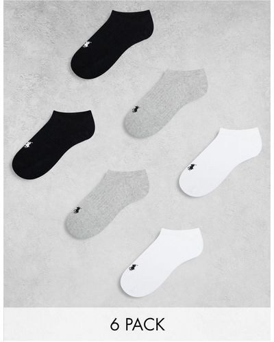 Polo Ralph Lauren 6 Pack Invisible Socks With Logo - White