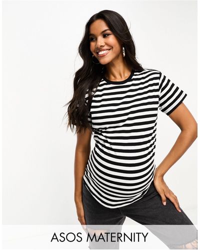 ASOS Asos design maternity - t-shirt a righe nere e bianche - Multicolore