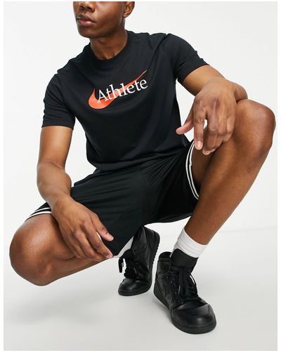 Nike Dri-fit Swoosh Athletic Logo T-shirt - Black