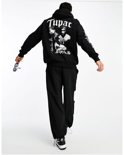 Pull&Bear Hoodie Met Tupac 'all Eyes On Me'-print - Zwart