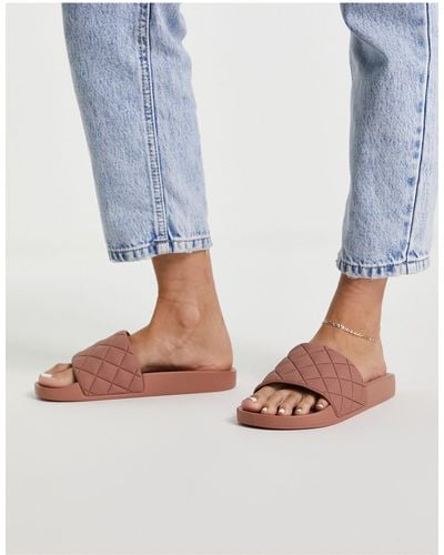 ASOS Flare Quilted Sliders - Natural