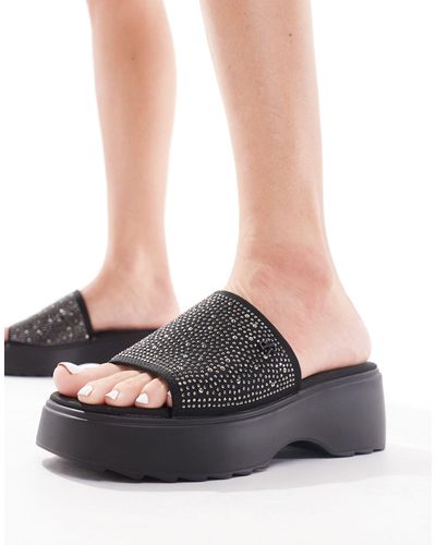 River Island Mules ornementées à plateforme - Noir