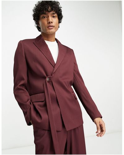 ASOS Slim Belted Suit Jacket - Red