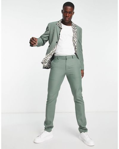 TOPMAN Skinny Wedding Suit Trousers - Green