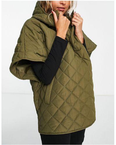 Threadbare Quilted Poncho - Green