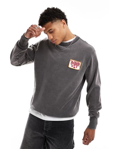 Superdry – mechanic – locker geschnittenes sweatshirt - Grau
