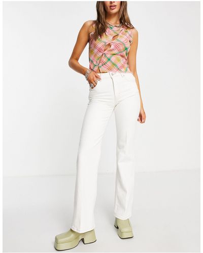 TOPSHOP Mid Rise Relaxed Flare Jean - White