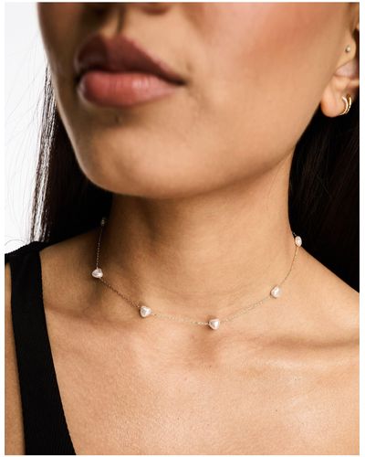 ASOS Choker Necklace With Heart Faux Pearl Design - Black