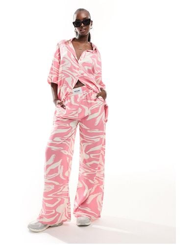 Sixth June Co-ord Printed Straight Leg Trousers - Pink