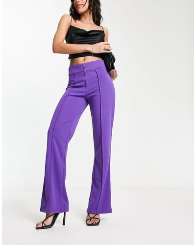 Y.A.S Pantalon large habillé avec fermeture éclair - Violet