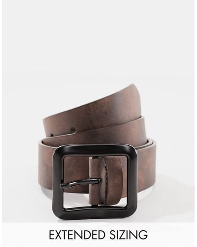 ASOS Faux Leather Belt With Square Buckle - Black