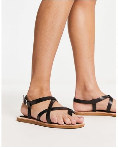 South Beach Strappy Sandals With Padded Sole - Black