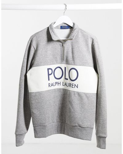 Polo Ralph Lauren X Asos Exclusive Collab Half Zip Sweatshirt - Grey