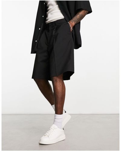 Weekday Uno Loose Fit Tailored Shorts - Black