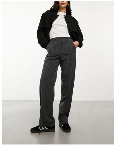 JJXX Mary - pantalon habillé à taille haute et fines rayures - Noir
