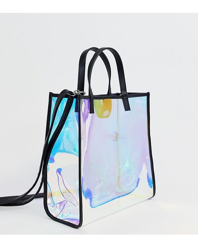 Bershka Weie Shopper-Tasche in holografischem Design - Weiß