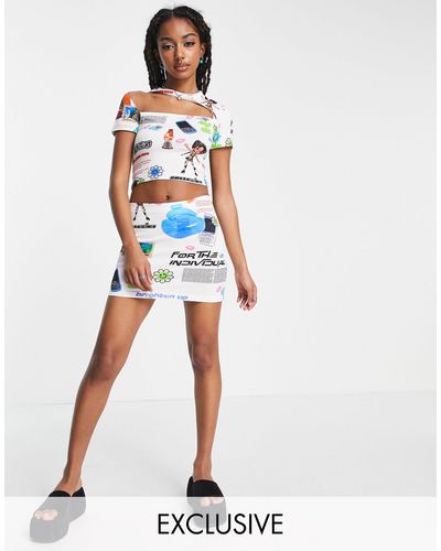 Collusion Printed Jersey Low Rise Mini Skirt Co-ord - Multicolor