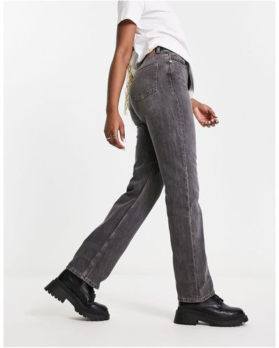 Weekday Rowe - Jeans Met Rechte Pijpen, Extra Hoge Taille En Zwarte Wassing - Wit