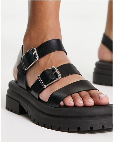 schuh Victoria flatform espadrille sandals in black
