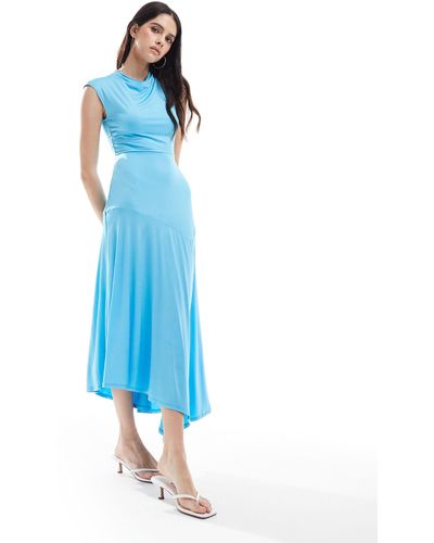 Whistles Jersey Asymmetric Midi Dress - Blue