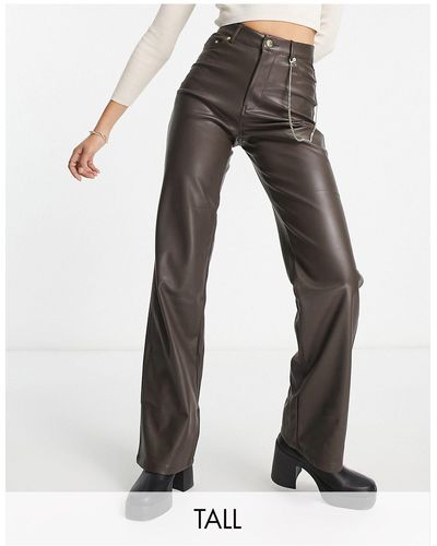 ONLY High Waisted Wide Leg Faux Leather Trouser - Black
