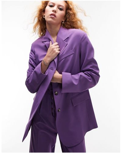 TOPSHOP Oversized Single Breasted Blazer - Purple