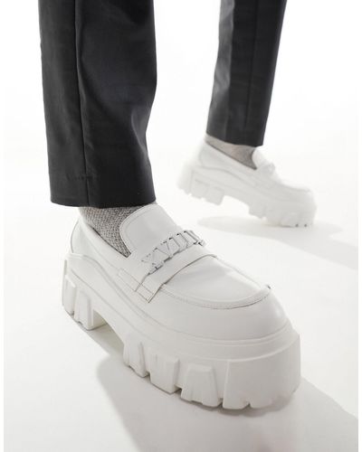 ASOS – loafer mit dicker sohle aus kunstleder - Weiß