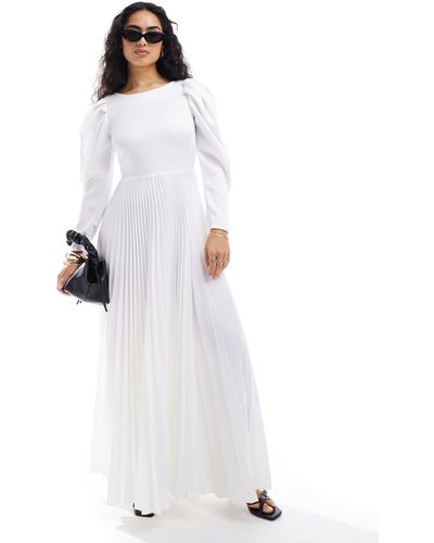 Closet Puff Sleeve Maxi Dress - White