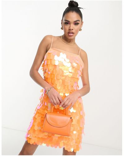Something New X Klara Hellqvist Oversized Sequin Mini Dress - Orange
