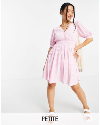 Y.A.S Petite Shirred Waist Tea Dress - Pink