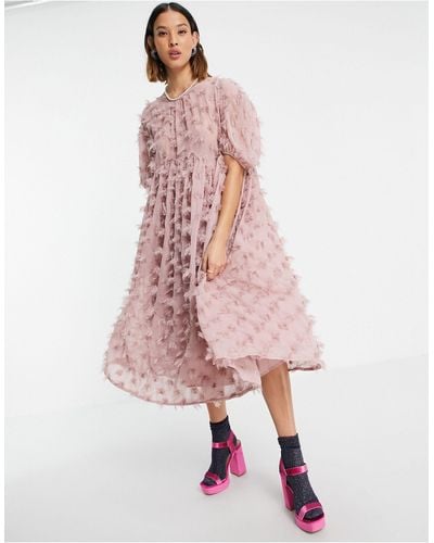Sister Jane Mini Fluffy Textured Smock Dress - Pink