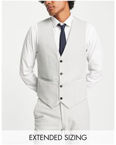 ASOS Skinny Wool Mix Suit Waistcoat - White