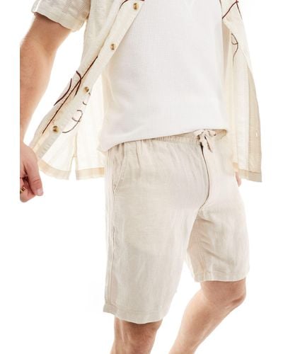 Superdry Drawstring Linen Shorts - White