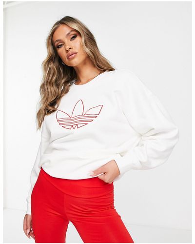 adidas Originals Sweater Met Groot Logo - Wit